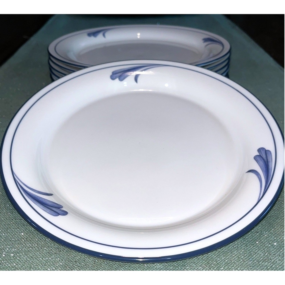 (8) Lenox Blue Brushstrokes Salad Plates 8-1/4" USA